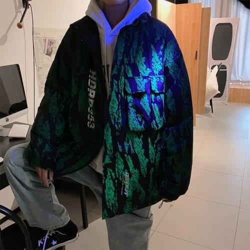 Functional Style Camouflage Work Jacket Mens Autumn Fashion Ins High Street Stand Collar Jacket Coats