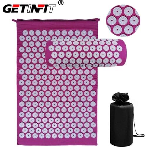 Getinfit Acupressure Mat Yoga Massage Pad Back Relieve Stress Pain Body Acupuncture Mat Massage Pillow Cushion with Bag