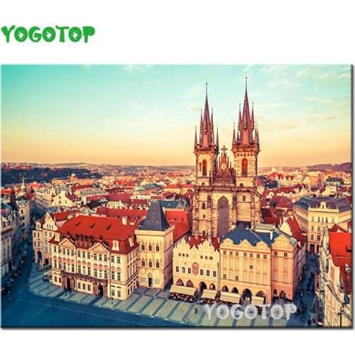 Building DIY diamond cross stitch Prague Castle Mosaic home decorative art painting square drill round diamond YY4801