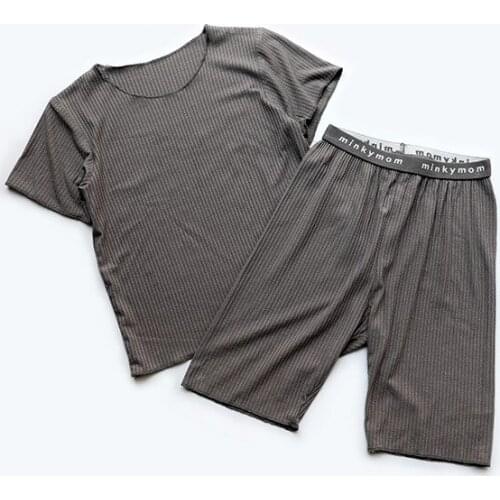 Summer Kid Ribbed Fitted Pajamas Top and Shorts Sets Unisex Boys Girls Clothes Toddler Clothing Thin PJ Sleepwear Nightwear