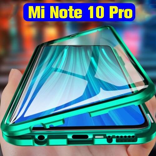 Magnetic Filp Phone Case note 10 pro Double Sided Glass Case For xiaomi mi note10pro Cover On xiomi my note10 10pro Coque Back