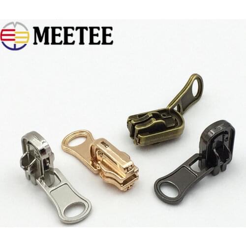Meetee 5pcs 3# 5# Double-sided Rotary Zipper Sliders for Nylon Metal Resin Zip Head DIY Jacket Garment Sewing Accessories AP540