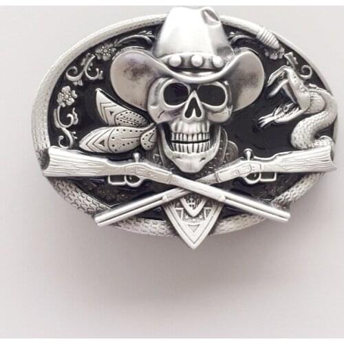 Jeansfriend New Western Cowboy Skull Pirate Rifles Belt Buckle also Stock in US BUCKLE-SK036
