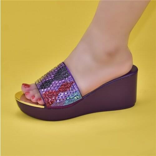 2021 New African Nigerian Evening Dress Wedding Luxury Diamond High Grade Diamond Womens Slippers Shoes for Wedding Women