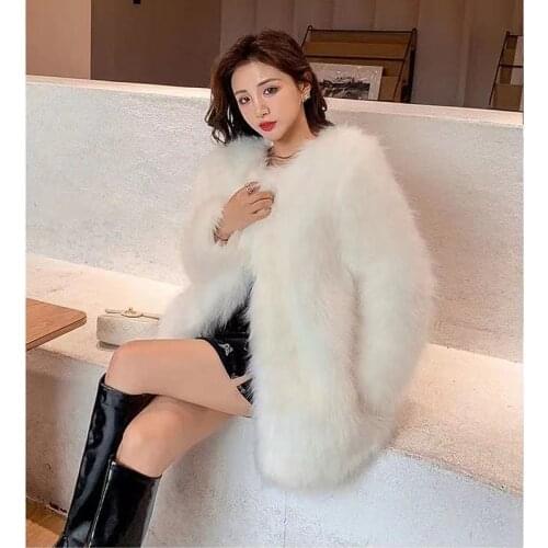 2021 Winter Womens High Quality New Artificial Fox Coat Luxury Fur Coat Loose Coat Thick Warm Plus Size Womens Plush Coat