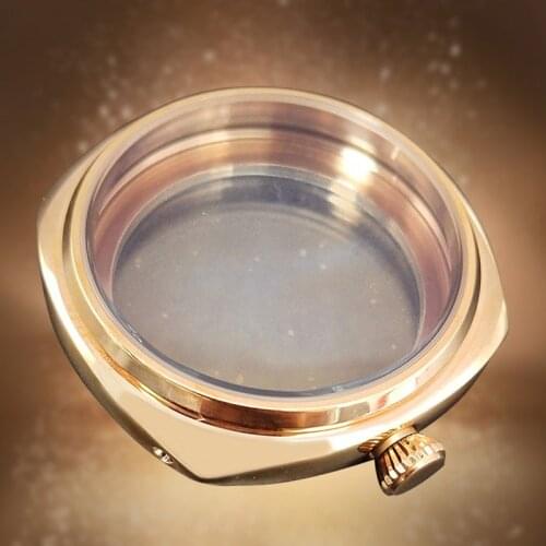 45MM Watch Case Watch Polished Stainless Steel Gold Case for ETA 6497/6498 Movement