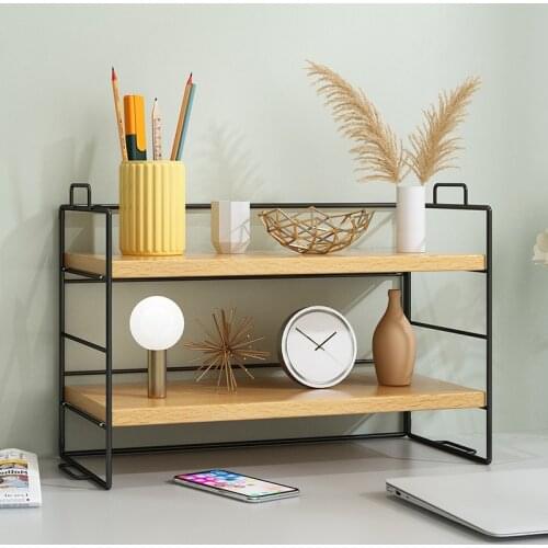 Single/Double Layer Desktop Shelves Home Office Dormitory Desk Bookshelf Organizer Desktop Makeup Organizer