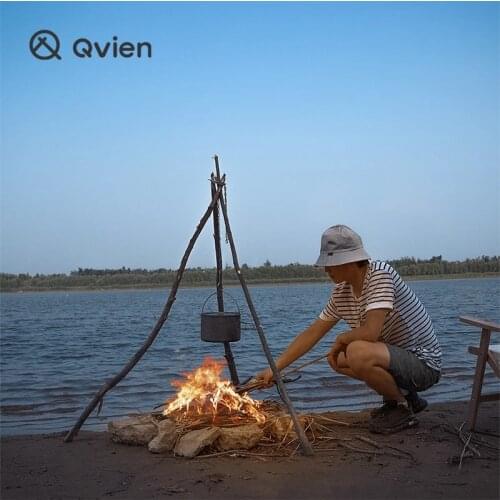 Outdoor Camping Portable Triangular Hanging Pot Bracket Barbecue Rack Branch Multifunctional Picnic Ring Hook