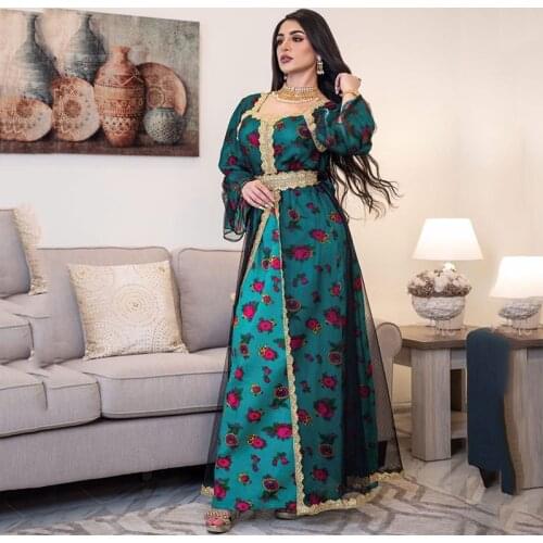 Pakistani Women Elegant Lace Trim Double Layer Mesh Floral Printed Cotton Indian Traditional Dress Long Gown For Girls Bollywood
