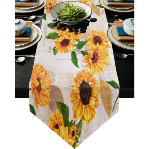 Sunflowers Vintage Newspaper Table Runner Country Wedding Decor Cake Tablecloth Placemat Dinning Table Decoration Table Runners
