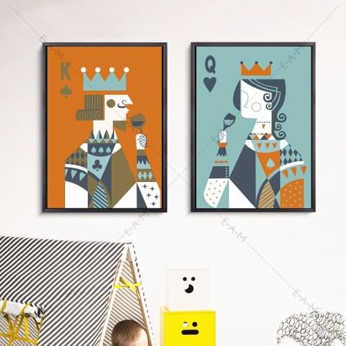 Poker King And Queen Canvas Art Print Painting Poster Wall Pictures For Children Room Home Decorative Bedroom Decor No Frame
