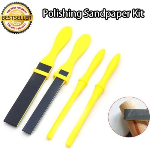 Polishing Sanding Sticks Polishing Sandpaper Kit Sanding Tool with Sand Paper Plastic Stick