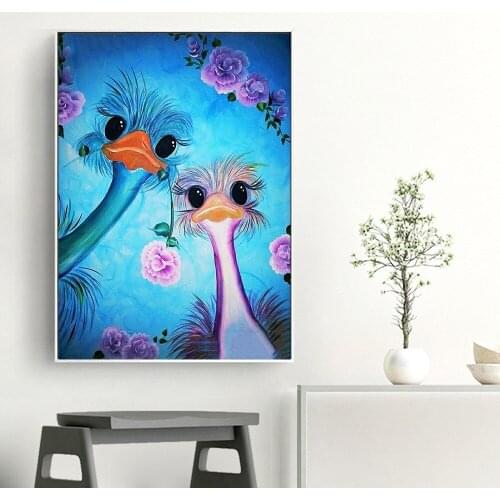 Full Square/Round Drill 5D DIY Diamond Painting "Colored ostrich" Embroidery Cross Stitch 5D Home Decor Gift