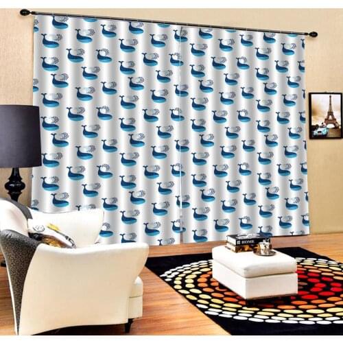 Custom curtains Abstract dolphin 3d Curtains Blackout for Living Room Kids Bedroom Fabric