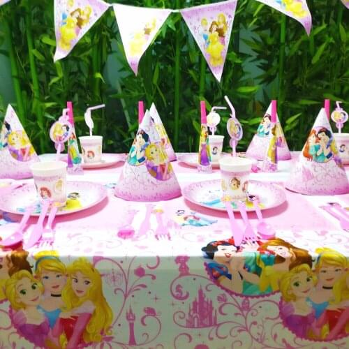 Princess Ariel Snow white Baby Birthday Party Decorations Kids Girl Party Supplies Party Disposable Tableware Set