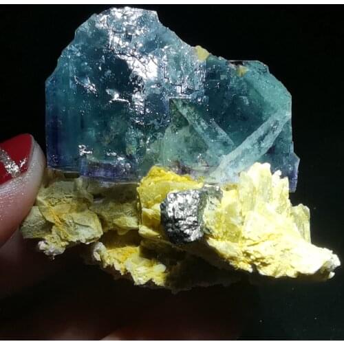 75.6gNatural rare purple fluorite brass mica cluster mineral specimen healing QUARTZ GEM geology teaching home decoration