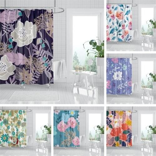 Pink Rose Shower Curtain Waterproof Polyester Bathroom Curtain 3d Printed Polyester Drapes With Plastic Hooks Home Decoration