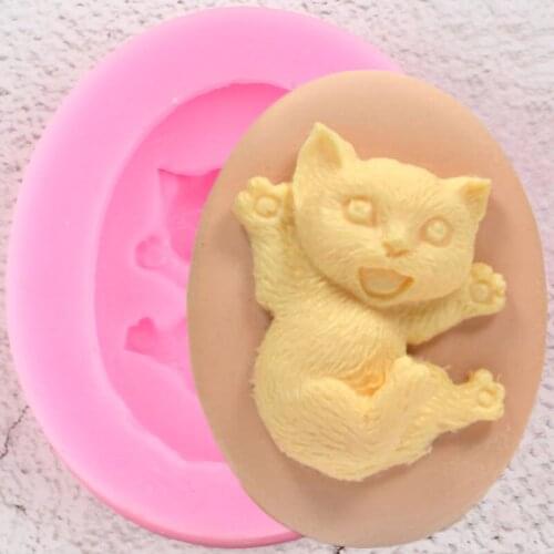 DIY Cute Cat Silicone Mold Cupcake Topper Fondant Cake Decorating Tools Soap Resin Molds Candy Clay Chocolate Moulds