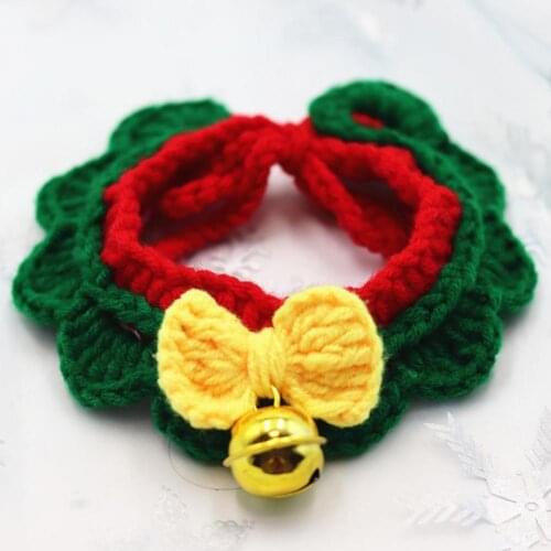 Hand Knitted Woolen Christmas Patterns Cat Dog Collar Neck Ornaments Pet Scarf