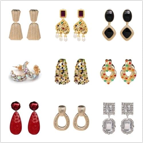 JURAN Vintage crystal statement dangle Earrings for Women Ethnic rhinestone earrings fashion za jewelry wholesale