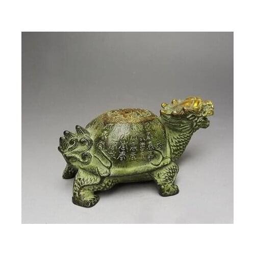 WBY+++++Chinese Bronze Dragon tortoise Turtle Animal Statue home decoration