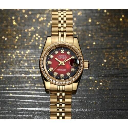 28MM SANGDO Automatic Self-Wind movement High quality Luxury Womens watches Plating 18KY Mechanical watches 012S