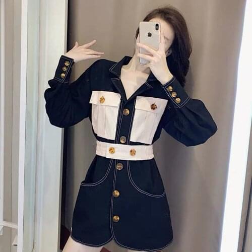 Woman Dresses Womens Autumn and Winter Suit Collar Womens Dress Vestido De Mujer Femme Robe