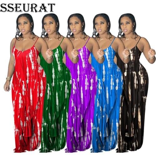 SSEURAT Tie Dye Print Womens Set Sleeveless Long Tops and Straight Pants Matching Two 2 Piece Set Tracksuit Outfits 2021