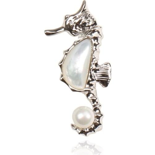 Gold Sliver Hippocampus Brooch For Womens Cute Animal Pin Jewelry Office Clothes Scarf Buckle Garment Accessories Brooches Gift