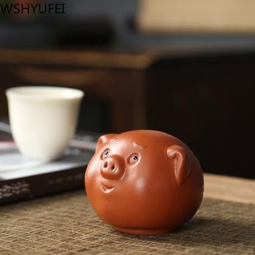 1PCS Chinese Zodiac signs Purple Clay Tea pet Small Statue Boutique tea play Figurine Ornament oolong Tea set Accessories Decor