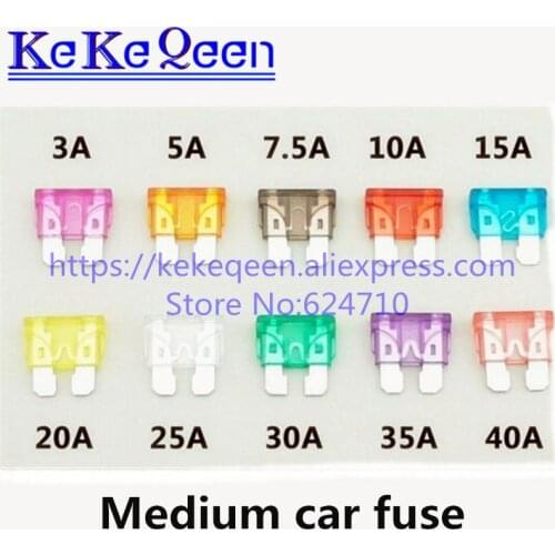 10PCS Medium Auto Car Fuse middle size High Quality Standard Car Fuse Blade 3A/5A/7.5A/10A/15A/20A/25A/30A/35A/40A