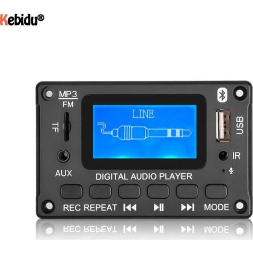 Bluetooth V5.0 MP3 Decoder Board Audio Module LCD Display Car Speaker Support Recording FM Radio AUX USB Decode MP3 Player