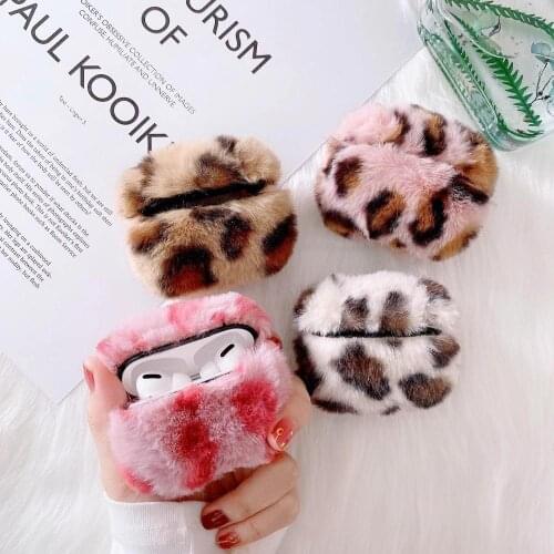 Winter Plush Leopard Headphone Case For Airpods Pro Headset Wireless Headphones for Air Pods 2 Earphone Accessories Cover Funda