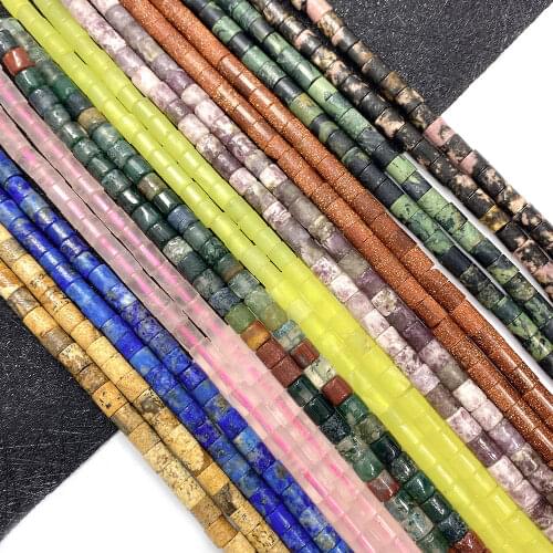 Cylindrical Natural Stone Beads 4x4mm Crystal Beads for DIY Handmade Fashion Necklace Bracelet Earring Accessories 15 Inches