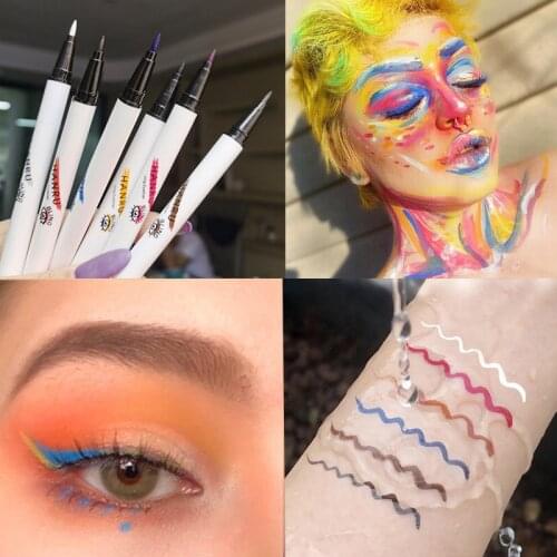 Colorful neon blue white long lasting liquid eyeliner quick-drying waterproof eye makeup liquid eyeliner pink eye makeup pencil