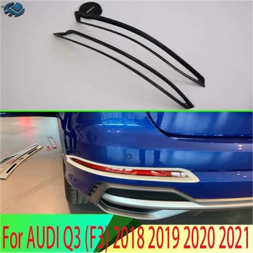 For AUDI Q3 (F3) 2018 2019 2020 Carbon Fiber Style Rear Reflector Fog Light Lamp Cover Trim Bezel Frame Styling Garnish