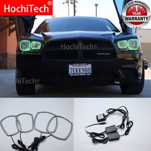 For Dodge Charger SXT Plus 2011 2012 2013 2014 Excellent IR Controller Multi-Color Ultra bright RGB LED Angel Eyes Halo Ring kit