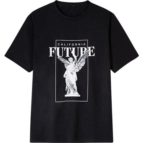 European size 2021 summer new short-sleeved mens round neck print deer simple loose T-shirt male 462