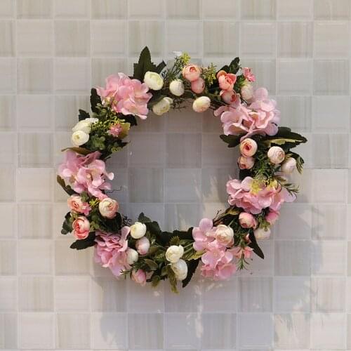 Simulation flower home wreath door hanging simulation Camellia Hydrangea decoration Thanksgiving home door hanging