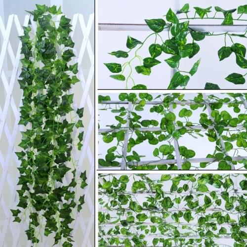 Artificial sweet potato green flower vine, artificial flower green leaf vine, rollable overhead fence