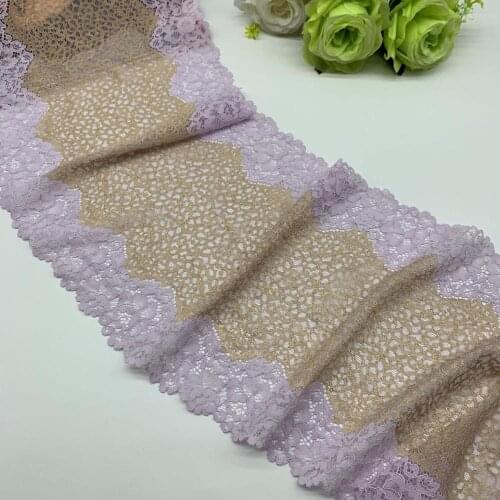 3y/lot Width 23cm Stretch Lace Trim Foil Purple Edge Skirt Hem For Dress Sewing Applique Costume Clothing Accessory Dress Lace