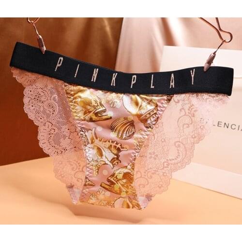 Fashion Sexy Lace Transparent Silky Womens Underwear with Logo Seamless Breathable Sports Thongs Thin Ladies Panties Briefs