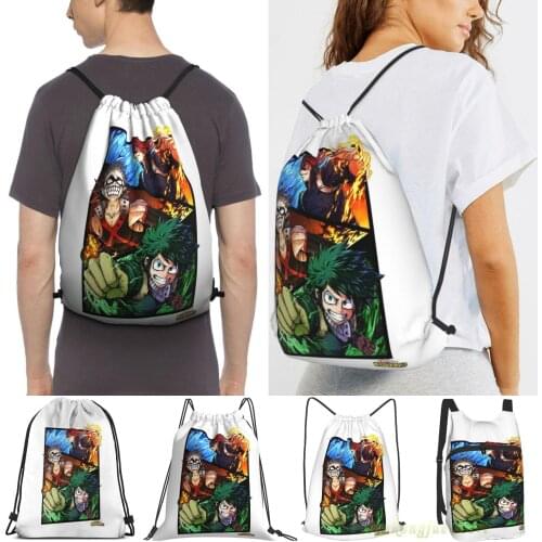 Boku No Hero Academia - My Hero Academy Men Outdoor Travel Gym Bag Waterproof Drawstring Backpack Women Fitness Sackpack Bag