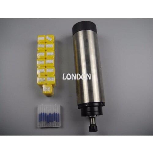 CNC spindle kit ER11 diameter 65mm 220V 0.8KW air cooling spindle motor 4 bearing + 13 pieces ER11 collets+cnc engraving bits