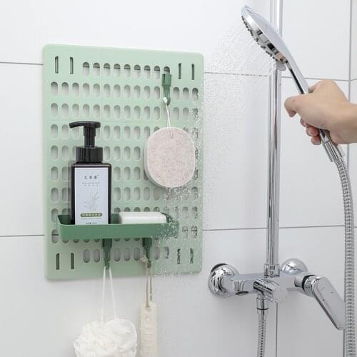 Wall-mounted Storage Hole Board Punch-free Wall Hanging Organizer Holder Self-adhesive Storage Rack Hole Board Wall Shelf Hooks