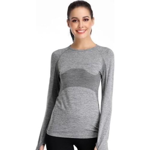 New Long Sleeves Female T-shirt Fitness Shirt Stretch Slim Fit Yoga Top Gym Running Womens Sports Shirts Workout Top Sportswear