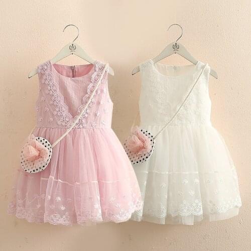 Girls Round Neck Dress 2021 Summer New Girls' Clothing Children Puff Gauze Dress