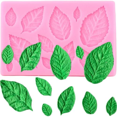 Rose Leaves Silicone Mold DIY Cupcake Topper Fondant Molds Cake Decorating Tools Polymer Clay Candy Chocolate Gumpaste Moulds