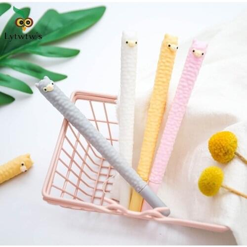 1 Piece Lytwtws Stationery Cute Alpaca School Office Kawaii Supply Handles Novelty Creative Gel Pen sweet pretty lovely sheep