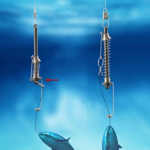 Fishing Hook Automatic Fishing Hook Trigger Stainless Steel Spring Fishhook Bait Catch Ejection Catapult Lazy Fishing Tackle